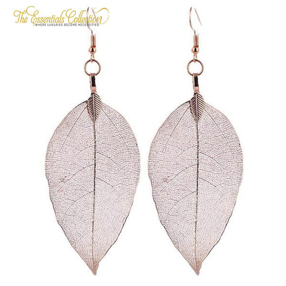 Natural Big Real Leaf Drop Earrings