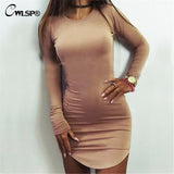 Casual Slim Long Sleeve Irregular Hem Mini Dress