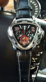 Geometric Triangle Design Genuine Leather Strap Automatic Men's Wristwatch