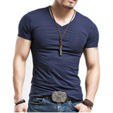 Elastic V neck Men T Shirt