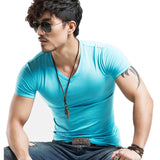 Elastic V neck Men T Shirt