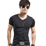 Elastic V neck Men T Shirt