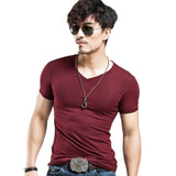 Elastic V neck Men T Shirt