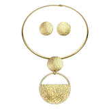Geometric Metal Fashion Jewelry Choker Necklaces Earrings Set