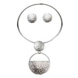 Geometric Metal Fashion Jewelry Choker Necklaces Earrings Set