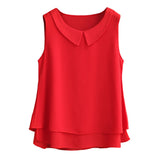 Loose Sleeveless Thin And Light Chiffon Casual Top  Blouse Plus Size
