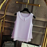Loose Sleeveless Thin And Light Chiffon Casual Top  Blouse Plus Size