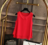 Loose Sleeveless Thin And Light Chiffon Casual Top  Blouse Plus Size