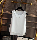 Loose Sleeveless Thin And Light Chiffon Casual Top  Blouse Plus Size