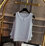 Loose Sleeveless Thin And Light Chiffon Casual Top  Blouse Plus Size