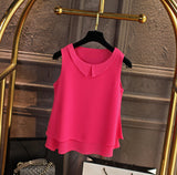 Loose Sleeveless Thin And Light Chiffon Casual Top  Blouse Plus Size