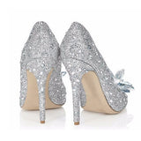 New Rhinestone Cinderella Pointed Toe Crystal High Heels Shoes
