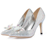 New Rhinestone Cinderella Pointed Toe Crystal High Heels Shoes