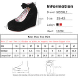 Buckle Wedges High Heels Platform Casual Bowtie Pumps Shoes