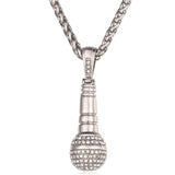 Microphone Pendant Stainless Steel Chain Necklace