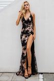 Sexy Lace Up Halter Sequin Backless High Split Party Maxi Dress