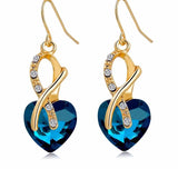 Cubic Zirconia Crystal Heart Drop Earrings