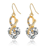 Cubic Zirconia Crystal Heart Drop Earrings