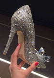 New Rhinestone Cinderella Pointed Toe Crystal High Heels Shoes
