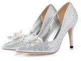 New Rhinestone Cinderella Pointed Toe Crystal High Heels Shoes