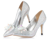 New Rhinestone Cinderella Pointed Toe Crystal High Heels Shoes
