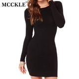 Black & Grey Casual Long Sleeve Bodycon Dress