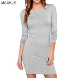 Black & Grey Casual Long Sleeve Bodycon Dress