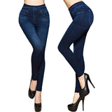 Casual Slim Long Pocket Jeans Faux Denim Pants Plus size