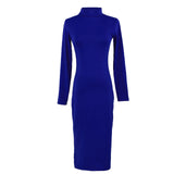 Turtle Neck Long Sleeve Pencil Slim Hip Bandage Bodycon Dress