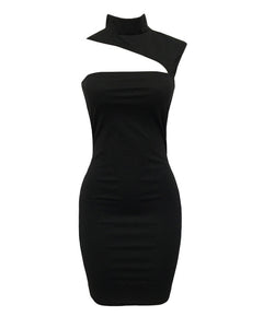 Solid Cut Out Turtleneck Sleeveless Bodycon Midi Party Pencil Dress