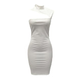 Solid Cut Out Turtleneck Sleeveless Bodycon Midi Party Pencil Dress