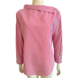 Striped Skew Collar Loose Batwing Sleeve Button Shirt Tops Blouse