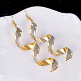 Twist Spiral Long Dangle Drop Earrings